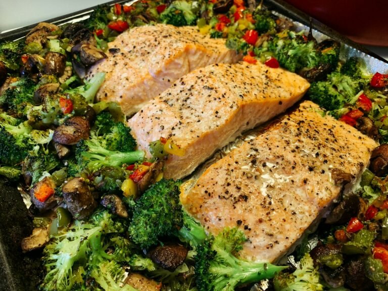 Pan-Seared Nordic Wild Salmon & Garlic Broccoli Skillet