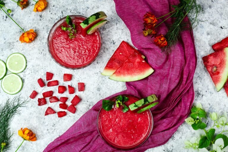 Refreshing Strawberry Watermelon Hydration Smoothie with Greek Yogurt & Lemon